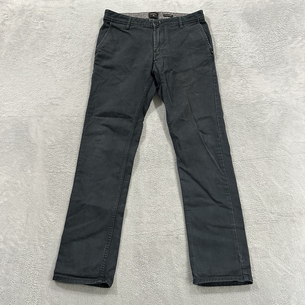 Quiksilver Chino Pants Men 32 Straight Tapered Fit Preppy Office Gray